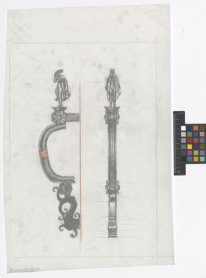 Skogskapellet, entré
Skiss av handtag
Skogskyrkogården