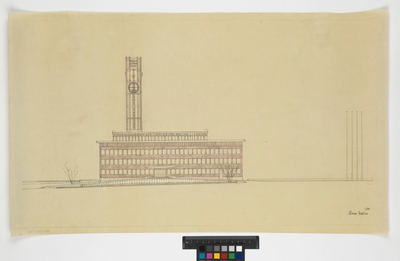 Kiruna stadshus.
Exteriörperspektiv, fasad.