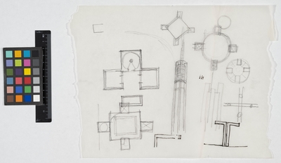 Kaknästornet. 
Skiss av tv- och radiotorn.