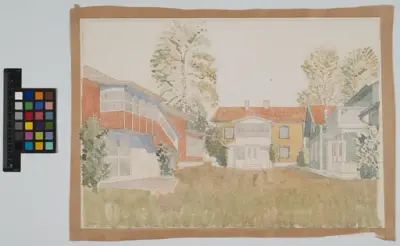 Kulturhus i Leksand.
Illustration av exteriör.