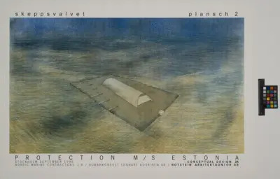 Gravplats för M/S Estonia
Illustration av fartygets övertäckning 
Plansch 2