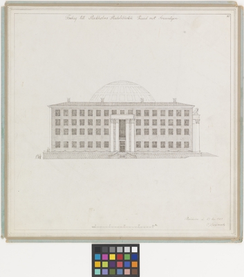 Stockholms stadsbibliotek.
Fasad mot Sveavägen (10), urval från förslag.