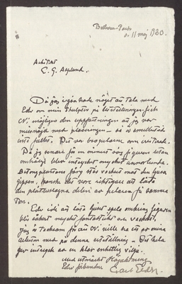 Stockholmsutställningen 1930
Brev till Gunnar Asplund från Carl Eldh