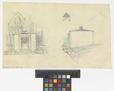 Skogskapellet, stiglucka
Skiss av portal
Skogskyrkogården