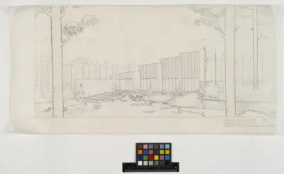 Jokkmokk museum, senare Ájtte, Svenskt fjäll- och samemuseum.
Illustration av exteriör.