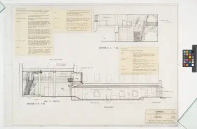 Club Tunneln.
Sektioner av entré och dansgolv.