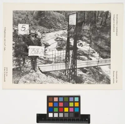 Trångfors kraftverk​.
Provmätning av vattenflöde.