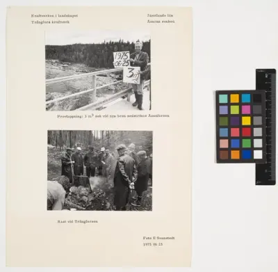 Trångfors kraftverk​.
Provmätning av vattenflöde.