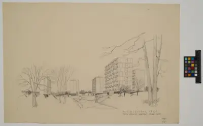 Punkthus, Kv. Lassaskog
Illustration av bostadsområde, exteriörperspektiv