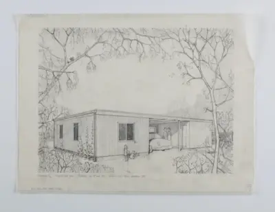 Bo med bil, Illustration av exteriör.
H55, elementhus.