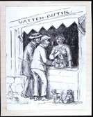 Vattenbutik, Vaxholm. Tuschteckning av Fritz von Dardel, 1874
