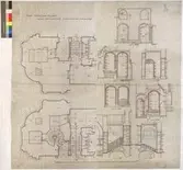 No 160 Nordiska Museeet. Absidens 2dra galleri ( +20.545) [Utdrag ur ritn No131 jämte sektioner]