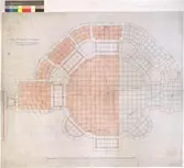 No 195 Nordiska museet. Ritning till kalkstensgolf i absidens jordvåning.