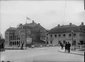 Västra Ågatan och Nybron från Östra Ågatan, Uppsala 1901 - 1902