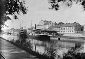 Reprofotografi - ångbåtar vid stadshamnen, Östra Ågatan, Kungsängen, Uppsala före 1914