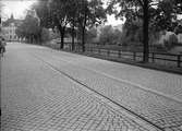 Spårvägsspår på Svartbäcksgatan, Uppsala 1945