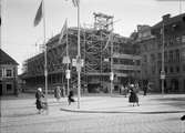 Varuhuset Tempo under uppförande, kvarteret Näktergalen, Stora Torget, Uppsala 1934