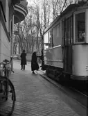 Spårvagn utanför Rappska huset, Sysslomansgatan, Uppsala 1934