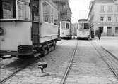 Spårvagnar på Stora torget, Uppsala september 1933