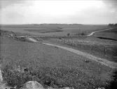 Odlingslandskap med Härvsta-Tibblebäcken i Vad, Simtuna socken, Uppland augusti 1928