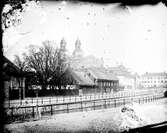 Kvarteren Kaniken och Uppsala domkyrka i bakgrunden, Uppsala före 1885