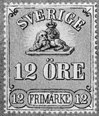 Frimärksförlaga till frimärket 1862 - Lejon. Valör 12 öre.