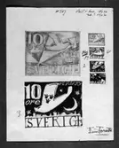 Ej realiserade förslag till frimärket Nattpostflyg, utgivet 9/5 1930. Konstnär: Einar Forseth.
Valör 10 öre.