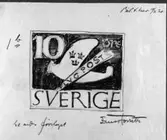 Ej realiserade förslag till frimärket Nattpostflyg, utgivet 9/5 1930. Konstnär: Einar Forseth. Valör 10 öre.