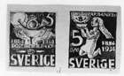 Frimärksförlaga till frimärket Postsparbankens 50-årsjubileum, utgivet 6/12 1934. Originalteckning av Einar Forseth. Teckningen avviker från det utgivna frimärket i smärre detaljer. Valör 5 öre.