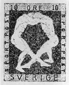 Tävlingsförslag till nya frimärken (svenska). Tävling arrangerad av Svenska Dagbladet 1934. Motiv: Sport - brottare. 
Valör 10 öre.