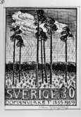 Förslagsteckningar - skisser - till frimärket Domänverket 100 år, utgivet 4/9 1959. Konstnär Sven Ljungberg. Förslag nr 