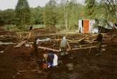 Arkeologisk utgrävning i Tulebo mosse, augusti 1993.