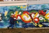 Graffiti längs Kvarnbygatan i Mölndal, år 2003.
