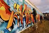 Graffiti längs Kvarnbygatan i Mölndal, år 2003.