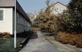 En paviljong i Stadshusparken i Mölndal, 1970-tal. I bakgrunden skymtar en byggnad på Knarrhögsgatan.