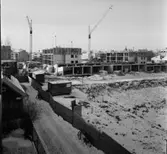 Byggarbetsplats
Exteriör, lyftkranar och huskonstruktion