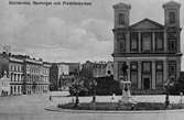 Karlskrona, stortorget och Fredrikskyrkan år 1915 .Vykort