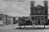 Karlskrona, stortorget och Fredrikskyrkan år 1915 .Vykort