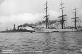 KARLSKRONA, Pansarskeppet Gustav V och Skolskeppet af Chapman.