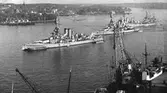 Kustflottan på Stockholms ström 1937.
