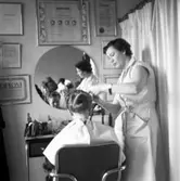 Frisersalongen Ibevåg för damer i Huskvarna år 1956.