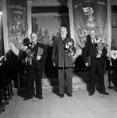 Nykterhetslogen Fridens band på Bymarken i Jönköping. De tre männen är från vänster: Karl Berg, Johan Nöjd och Sven-August Berg.