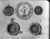 Sigill   Garvare, skomakare, slaktare, skräddare och bagarelagens äldsta sigill.