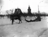 Kiruna kyrka, ren och ackja.