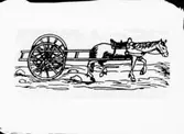 Häst och vagn. (fotokopia av teckning) (till utställning 94)  Vänersborg