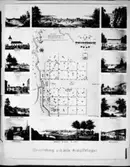 Karta med F A Zettergrens teckningar. Vänersborg med dess omgivningar.