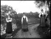 Väne-Ryr. Vid Ryrsjöns strand. Tre kvinnor i folkdräkt
