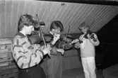 Ungdomar spelar violin i ABF-stugan i Lindome, år 1985. 