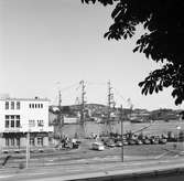 Göteborgs inre hamn. Tremastat fartyg vid kaj.
