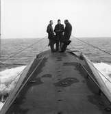 Ombord på U-båten Gäddan 1970. Från vänster Bengt Pauli, Ingemar Edvardsson samt Göran Teilmann